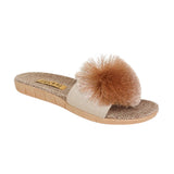 La-a Sole Pom Pom Slides in Champagne