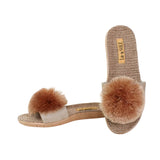 La-a Sole Pom Pom Slides in Champagne