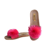 La-a Sole Pom Pom Slides In Berry