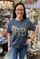 Printed Cotton “Be Happy” T-Shirt