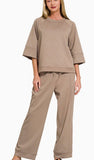 Zenana Scuba 3/4 Sleeve Pullover & Pants Set