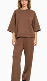 Zenana Scuba 3/4 Sleeve Pullover & Pants Set