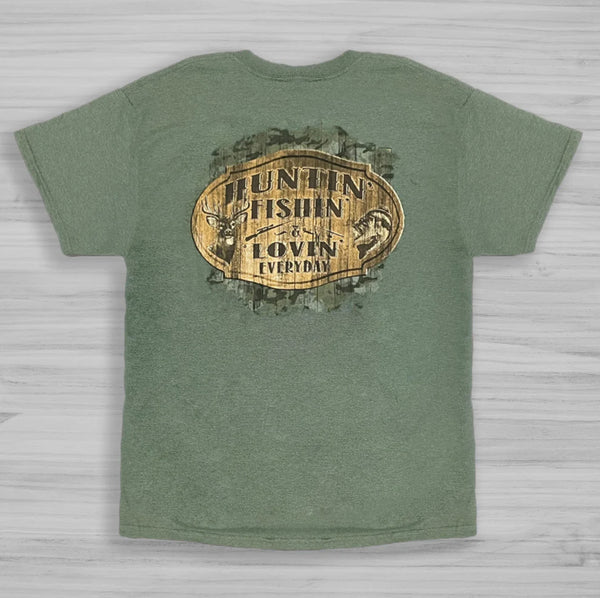 Old Guys Rule “Huntin’ Fishin’ Lovin’” T-Shirt In Military Green