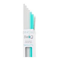 Swig Reusable Straw Set (Tall) In Clear & Aqua