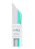 Swig Reusable Straw Set (Tall) In Clear & Aqua