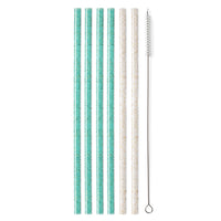 Swig Reusable Straw Set  In Glitter Clear & Aqua