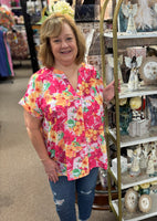 Jodifl Floral Top In Fuchsia