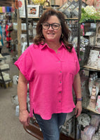 Zenana Button-Down Collared Top, Assorted Colors