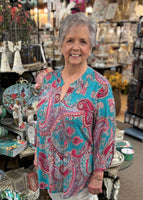 Dear Scarlett "Liz" Top In Teal Multi