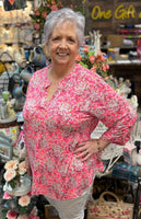 Dear Scarlett "Liz" Top In Magenta Floral