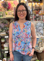 Dear Scarlett "Liz" Sleeveless Top In Summer Floral