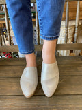 TOMS “Jade” Mule In Champagne Metallic Suede