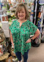 Dear Scarlett "Liz" Short Sleeve Top In Green