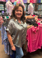 Jodifl Metallic Button-Down Top, Assorted Colors