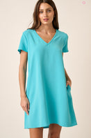 Mittoshop V-Neck Dress In Blue Tiffany