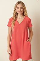 Mittoshop V-Neck Dress In Coral