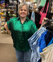 Jodifl Metallic Button-Down Top, Assorted Colors