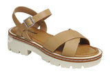 Forever “Balance” Lug Sole Crisscross Ankle Strap Sandals In Taupe