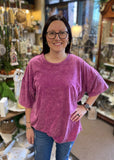 Zenana Acid Washed Boyfriend Tee in Lt Plum