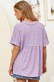 Andrée Ribbed Henley Top With Back Detail In Lilac