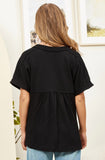 Andrée Ribbed Henley Top With Back Detail In Black