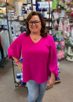 Jodifl Balloon Sleeve Top In Magenta