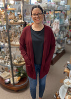 Soft, Stretchy Cardigan In Burgundy