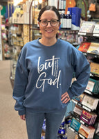 “But God” Sweatshirt In Indigo