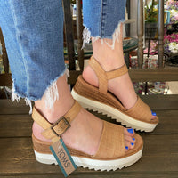 TOMS “Diana” Wedge Sandal In Brown Sugar Raffia