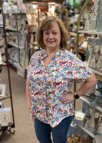 Andrée Paisley Top In Ivory