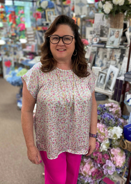 Andrée Floral Top In Ivory