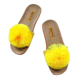 La-a Sole Pom Pom Slides In Yellow