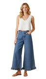 HEIMISH Ruffle Hem Wide Cropped Denim Pants
