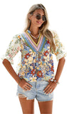 LDC Crochet V Neck Boho Blouse