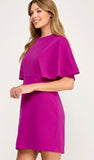 Zenana Solid Cape Dress DK Magenta