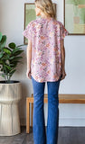 HEIMISH Dolman Short Sleeve Floral Print Top DUSTY PINK