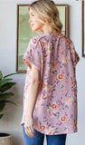 HEIMISH Dolman Short Sleeve Floral Print Top DUSTY PINK