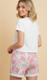 HEIMISH Floral Pinstripe Casual Shorts Pink Multi