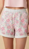 HEIMISH Floral Pinstripe Casual Shorts Pink Multi