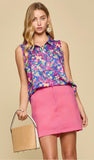 Dear Scarlett Sun-Cooled Sport Chic Zip Tank ROYAL MULTI