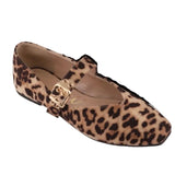 Joan Semi Square Toe Mary Jane Flat LEOPARD