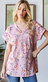HEIMISH Dolman Short Sleeve Floral Print Top DUSTY PINK