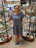 Round Neck Dress In Lilac Gray